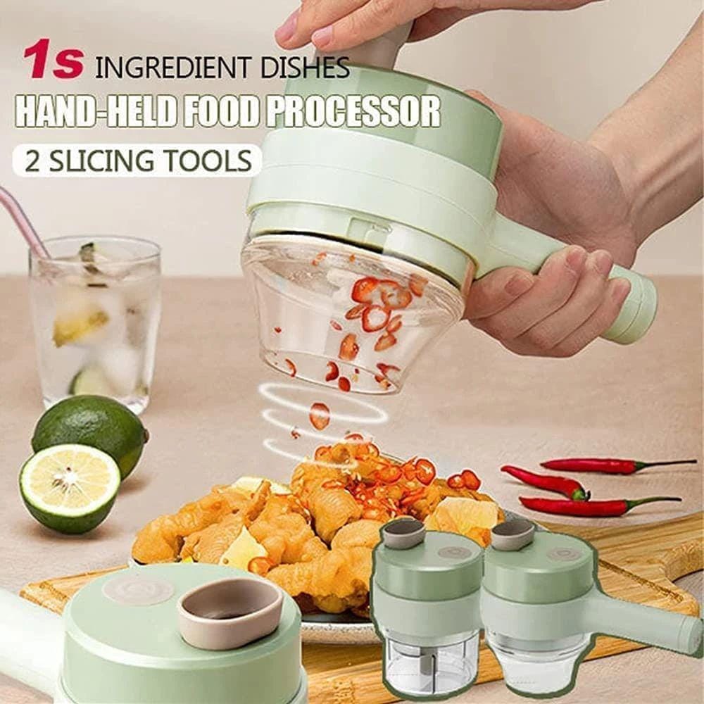 4 in 1 Portable Electric Vegetable Cutter Set Mini Wireless.
