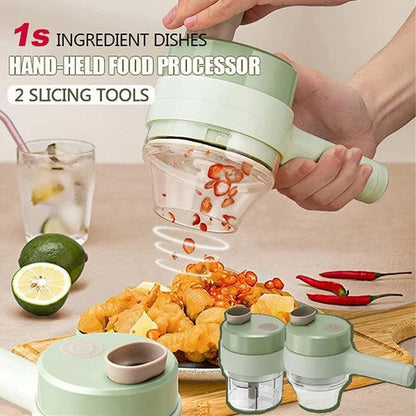4 in 1 Portable Electric Vegetable Cutter Set Mini Wireless.