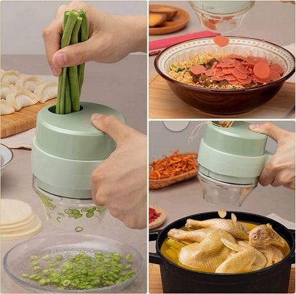 4 in 1 Portable Electric Vegetable Cutter Set Mini Wireless.