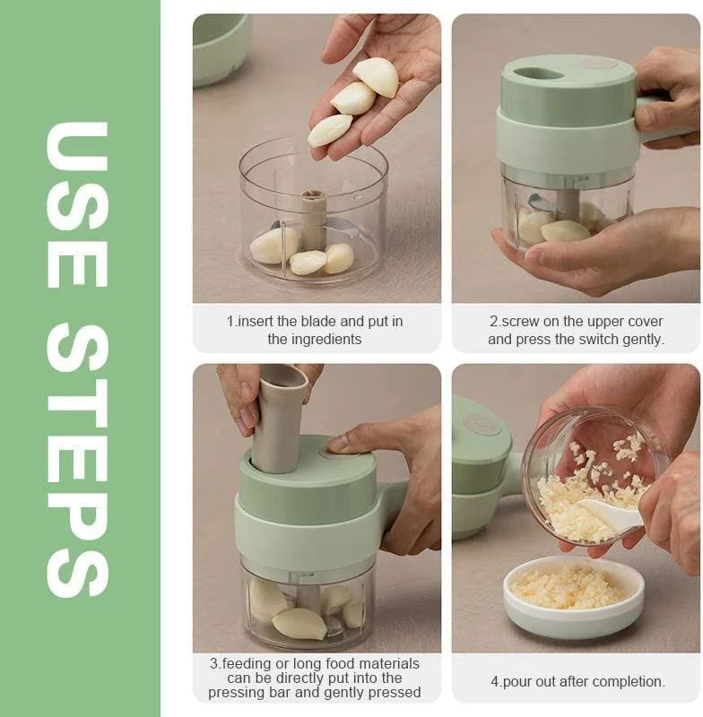 4 in 1 Portable Electric Vegetable Cutter Set Mini Wireless.