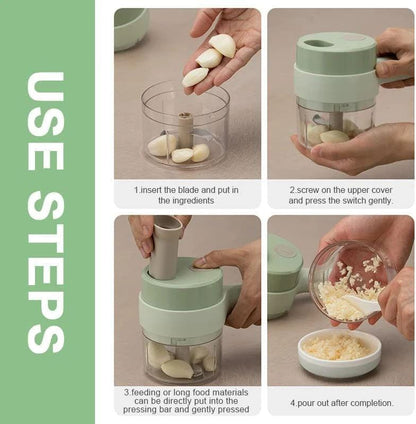 4 in 1 Portable Electric Vegetable Cutter Set Mini Wireless.