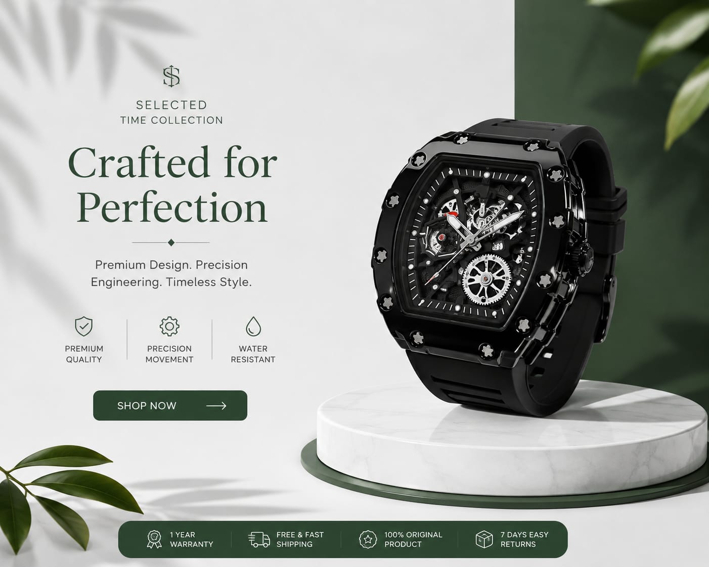 Richard Black Belt Skeleton Watch