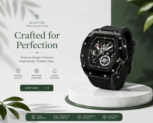 Richard Black Belt Skeleton Watch