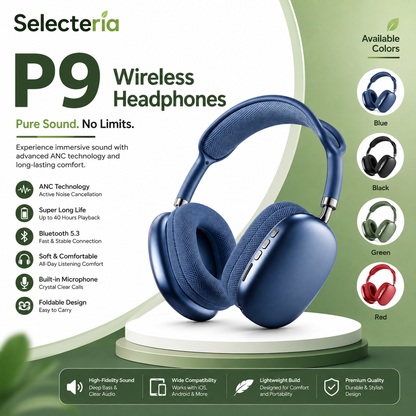 P9 Wireless Bluetooth Headphones: Experience Deep Bass and All-Day Comfort